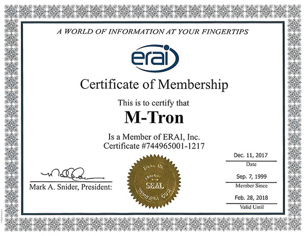 ERAI Certificate of Membership